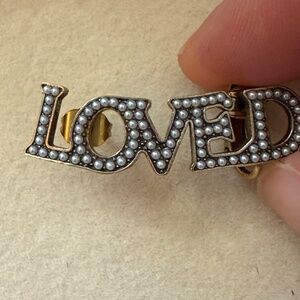Gucci 'Loved' Ear Cuff/Climber with Faux Pearl and Antique Gold